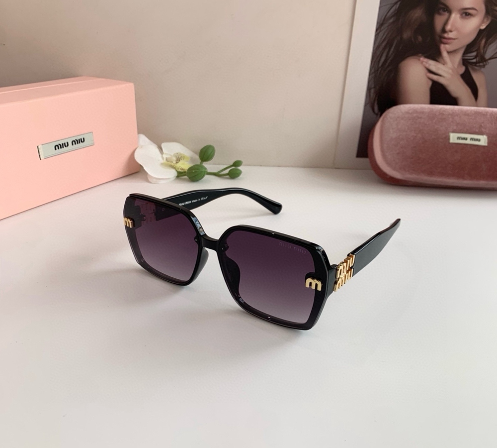 Miu Miu Oversized Gradient Sunglasses with Gold Logo Detail